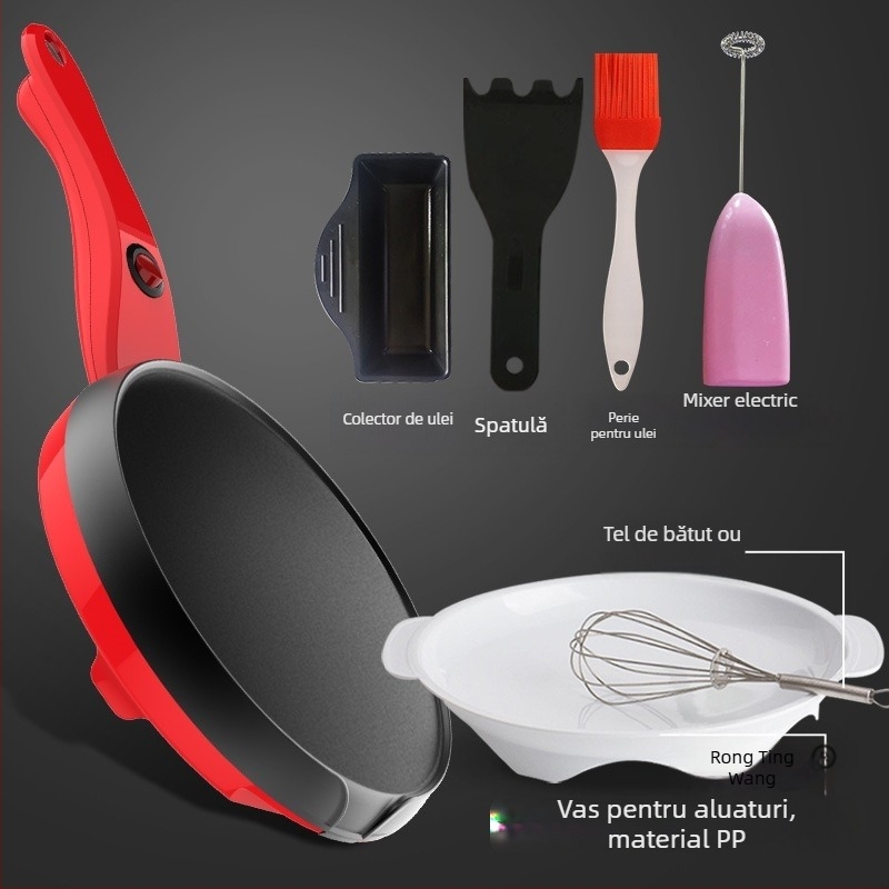 Tigaie electrică pentru clătite și rulouri, aparat compact pentru gofre, 600W, încălzire pe o singură parte, acționare mecanică