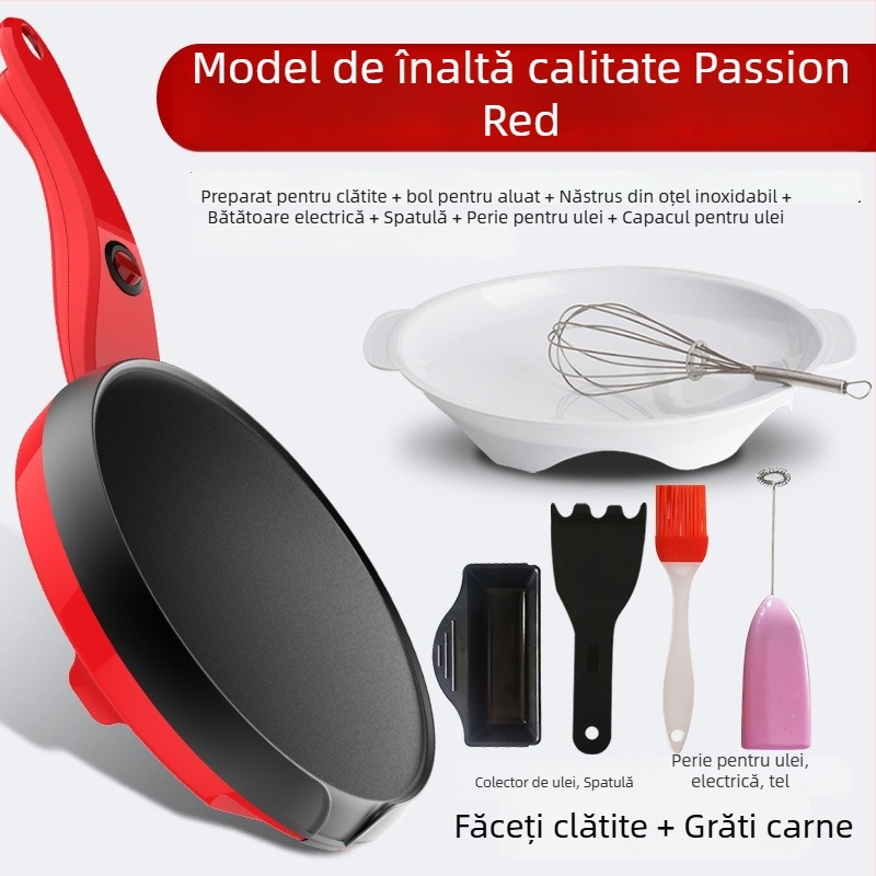 Tigaie electrică pentru clătite și rulouri, aparat compact pentru gofre, 600W, încălzire pe o singură parte, acționare mecanică