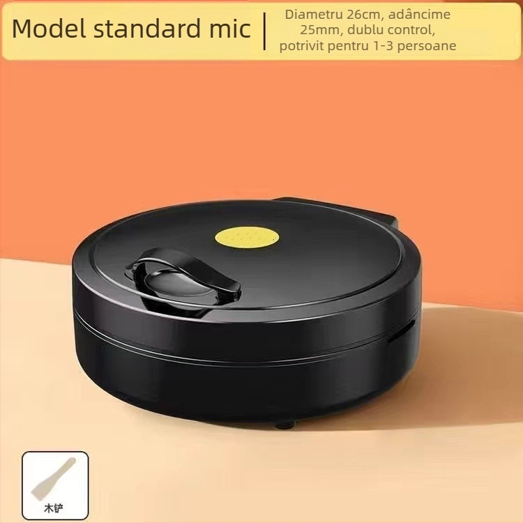 Tigaie electrică pentru clătite cu încălzire pe ambele fețe, detașabilă și lavabilă, 1000W+, 110-240V, control mecanic, pentru 4-5 porții