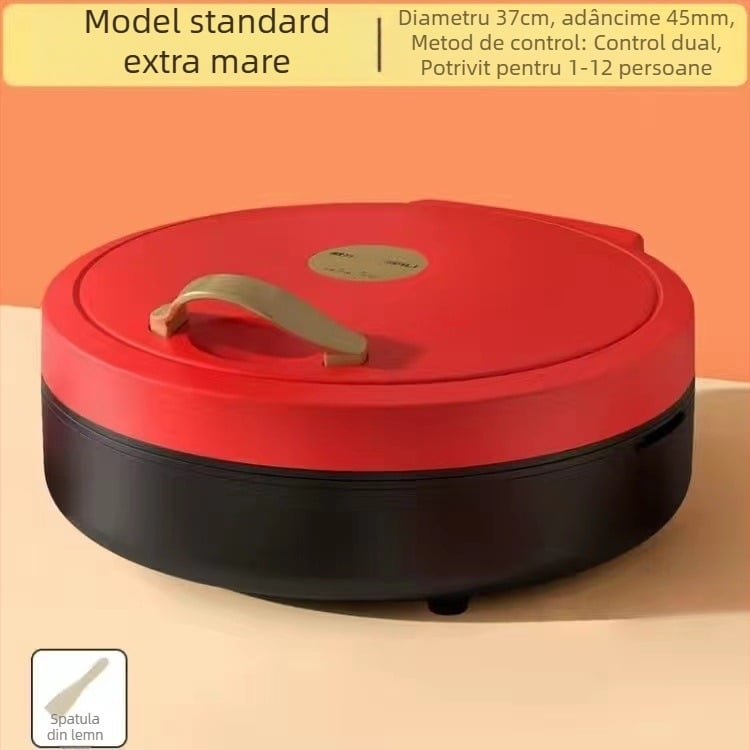 Tigaie electrică pentru clătite cu încălzire pe ambele fețe, detașabilă și lavabilă, 1000W+, 110-240V, control mecanic, pentru 4-5 porții