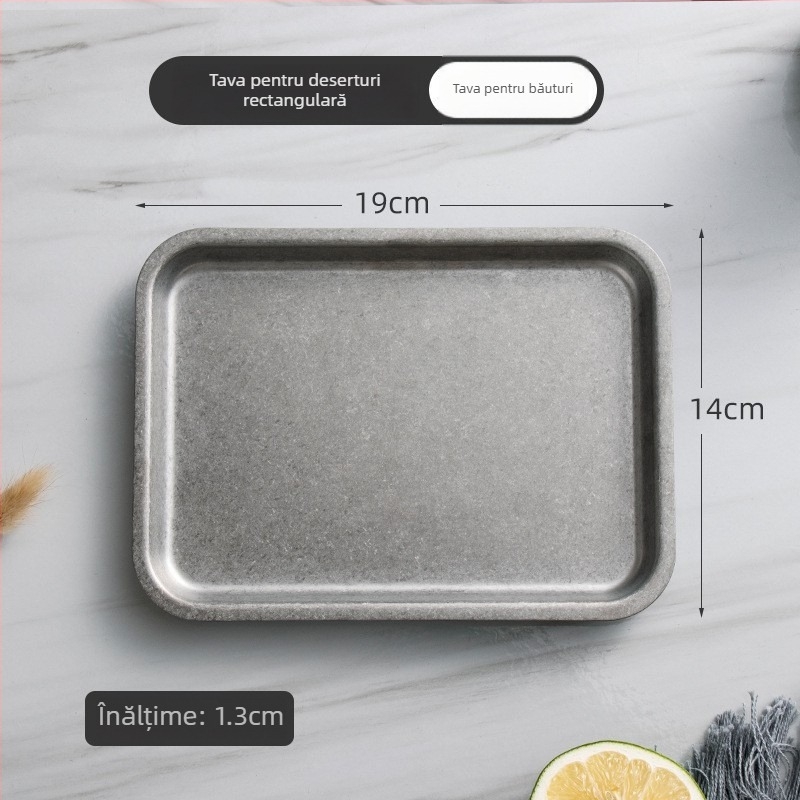 Set de veselă din oțel inoxidabil 304 — stil industrial cu zăpadă retro; boluri și farfurii, boluri pentru orez, boluri pentru supă, farfurioare pentru sos; simplitate modernă; personalizare logo; necompatibil cu cuptorul cu microunde