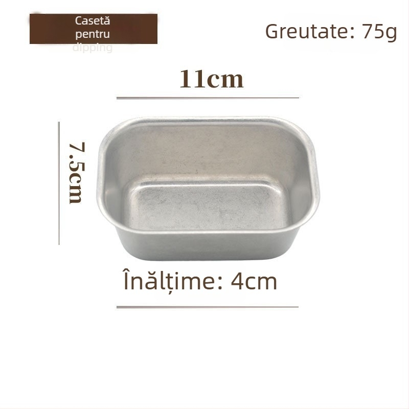 Set de veselă din oțel inoxidabil 304 — stil industrial cu zăpadă retro; boluri și farfurii, boluri pentru orez, boluri pentru supă, farfurioare pentru sos; simplitate modernă; personalizare logo; necompatibil cu cuptorul cu microunde