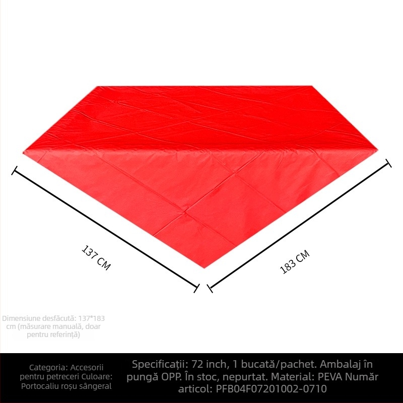 Față de masă de unică folosință, din plastic PE, dreptunghiulară, 30 μm, model solid, cu logo