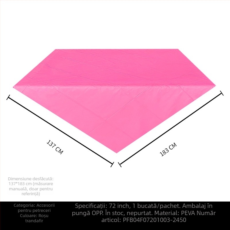 Față de masă de unică folosință, din plastic PE, dreptunghiulară, 30 μm, model solid, cu logo