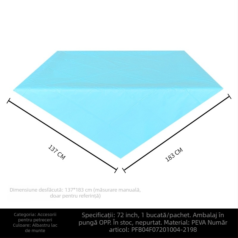 Față de masă de unică folosință, din plastic PE, dreptunghiulară, 30 μm, model solid, cu logo