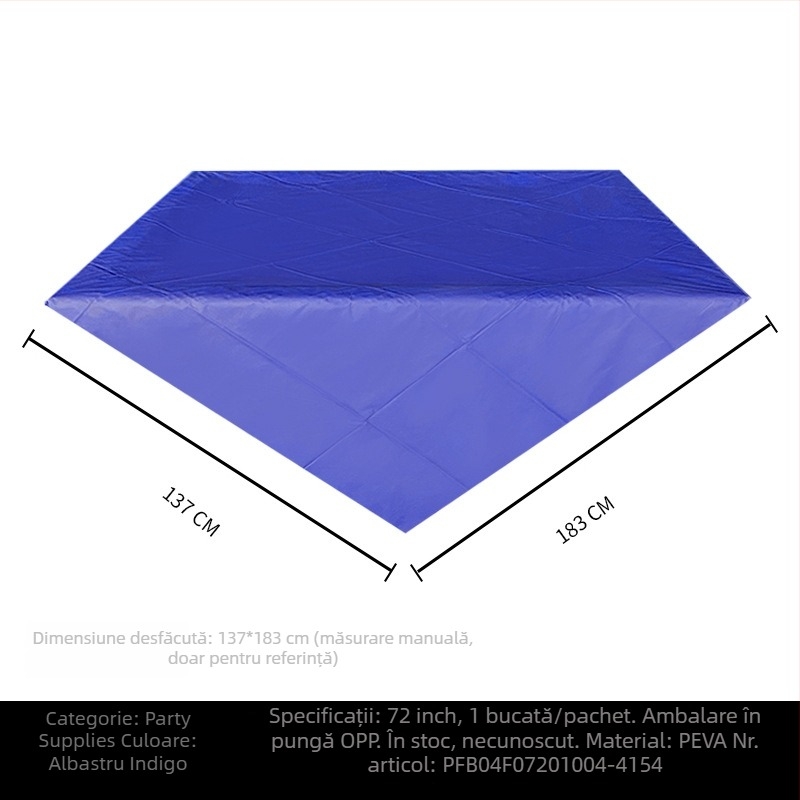 Față de masă de unică folosință, din plastic PE, dreptunghiulară, 30 μm, model solid, cu logo