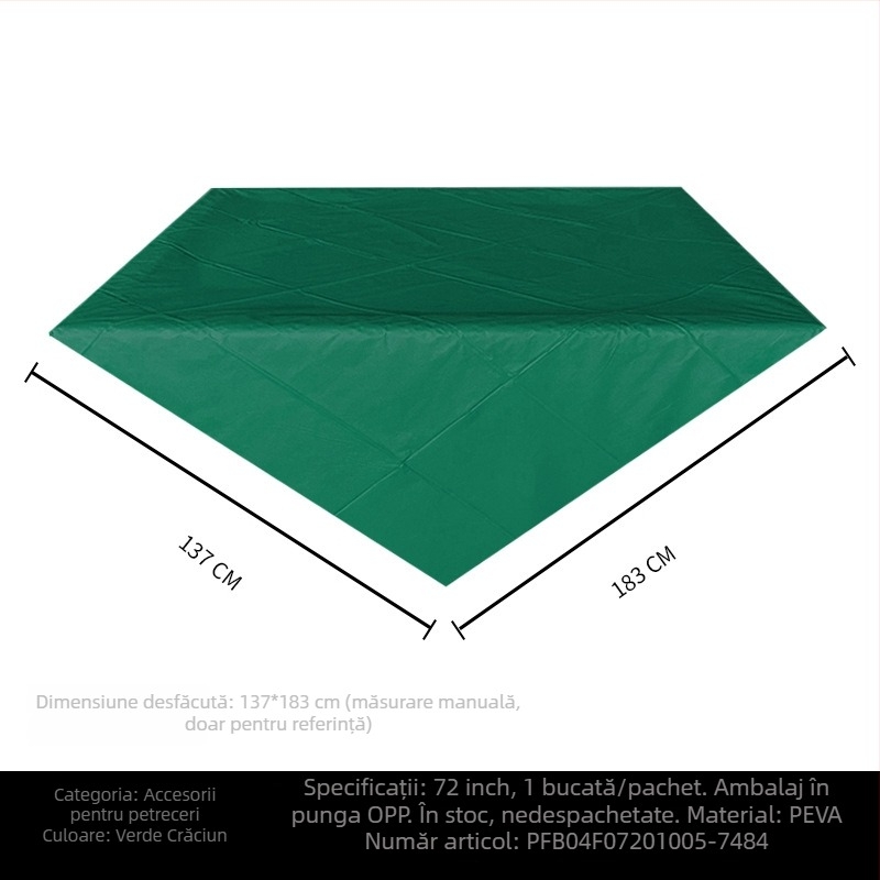 Față de masă de unică folosință, din plastic PE, dreptunghiulară, 30 μm, model solid, cu logo