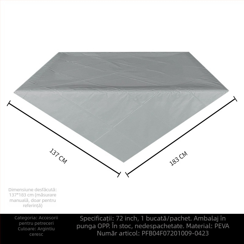 Față de masă de unică folosință, din plastic PE, dreptunghiulară, 30 μm, model solid, cu logo