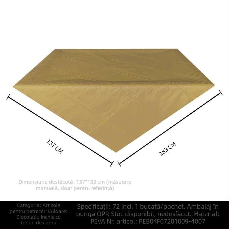 Față de masă de unică folosință, din plastic PE, dreptunghiulară, 30 μm, model solid, cu logo