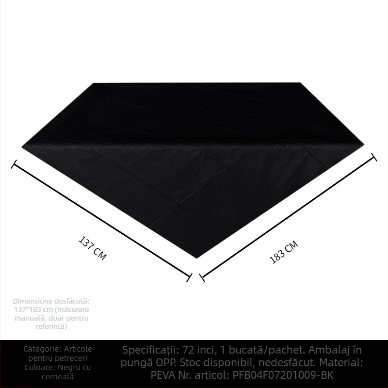 Față de masă de unică folosință, din plastic PE, dreptunghiulară, 30 μm, model solid, cu logo