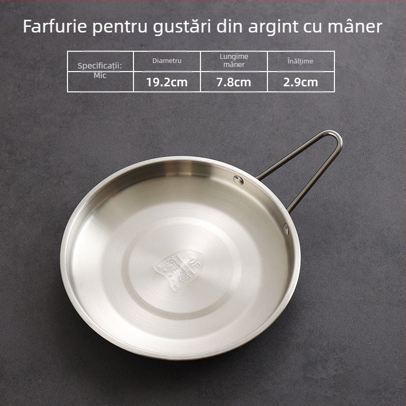 Farfurie plată din oțel inoxidabil, rotundă, placare electrolitică, culoare solidă, compatibilă cu microundele