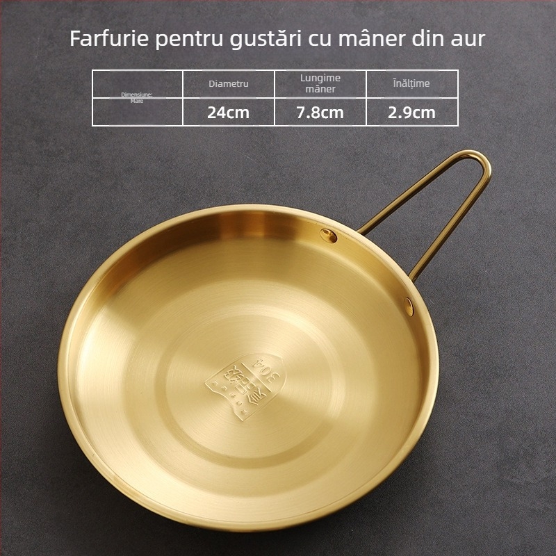 Farfurie plată din oțel inoxidabil, rotundă, placare electrolitică, culoare solidă, compatibilă cu microundele