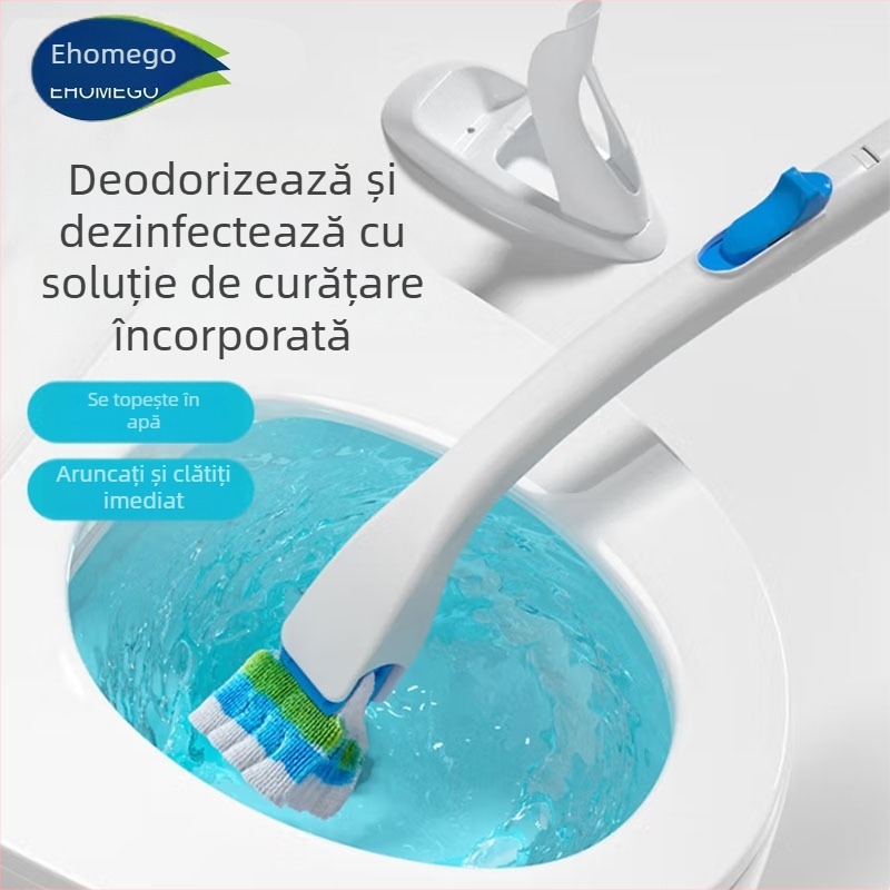 Set de perie pentru toaleta de unică folosință, mâner lung, cap de schimb, fără unghiuri moarte, construcție din plastic.