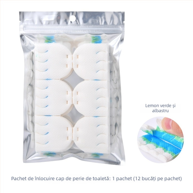 Set de perie pentru toaleta de unică folosință, mâner lung, cap de schimb, fără unghiuri moarte, construcție din plastic.