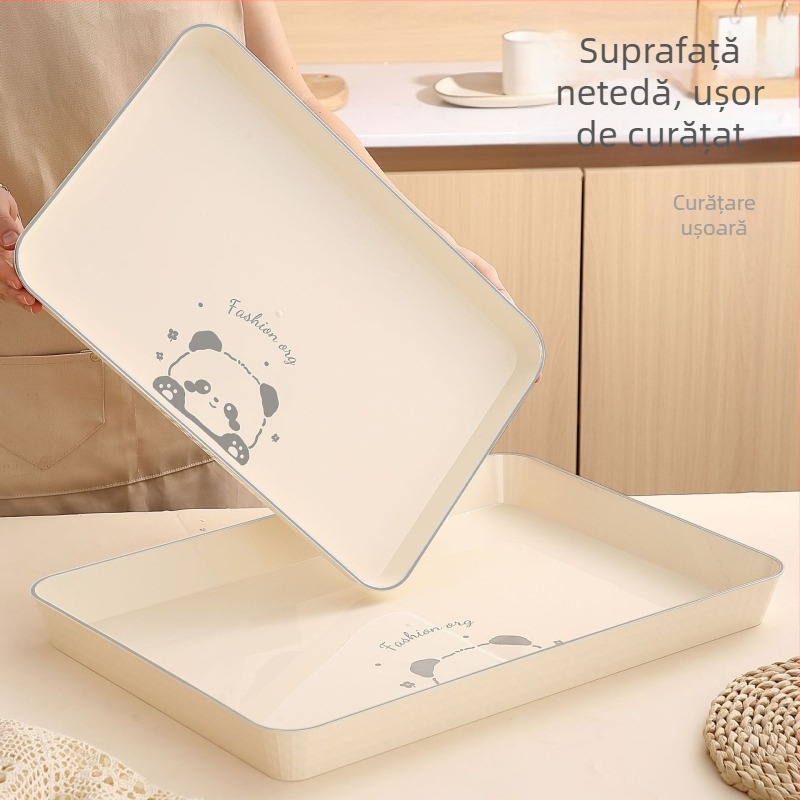 Tavă dreptunghiulară pentru ceai, din plastic, lucrată manual, îngroșată pentru catering, stil japonez, stil simplu; potrivită pentru ceai, cești, fructe și deserturi în cafenea