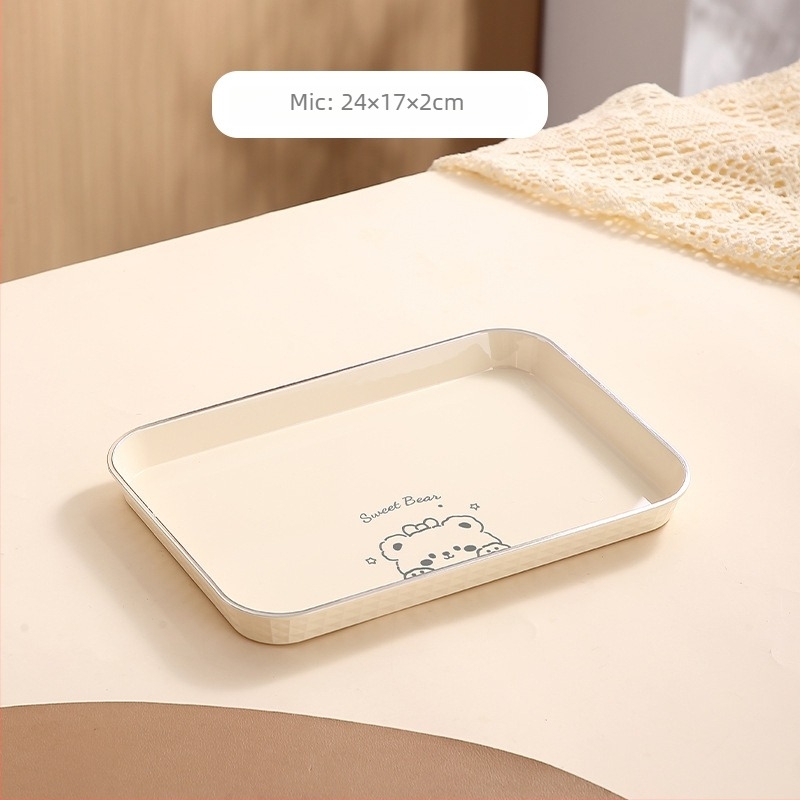 Tavă dreptunghiulară pentru ceai, din plastic, lucrată manual, îngroșată pentru catering, stil japonez, stil simplu; potrivită pentru ceai, cești, fructe și deserturi în cafenea