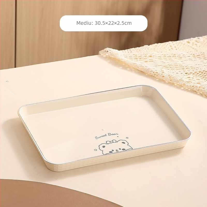 Tavă dreptunghiulară pentru ceai, din plastic, lucrată manual, îngroșată pentru catering, stil japonez, stil simplu; potrivită pentru ceai, cești, fructe și deserturi în cafenea