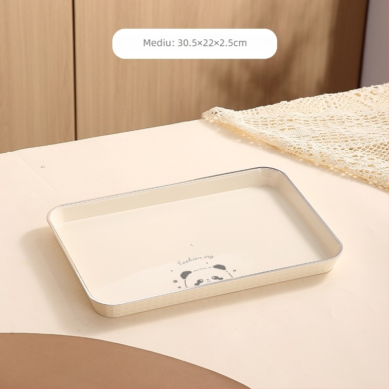 Tavă dreptunghiulară pentru ceai, din plastic, lucrată manual, îngroșată pentru catering, stil japonez, stil simplu; potrivită pentru ceai, cești, fructe și deserturi în cafenea