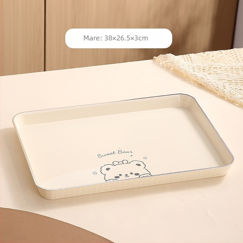 Tavă dreptunghiulară pentru ceai, din plastic, lucrată manual, îngroșată pentru catering, stil japonez, stil simplu; potrivită pentru ceai, cești, fructe și deserturi în cafenea
