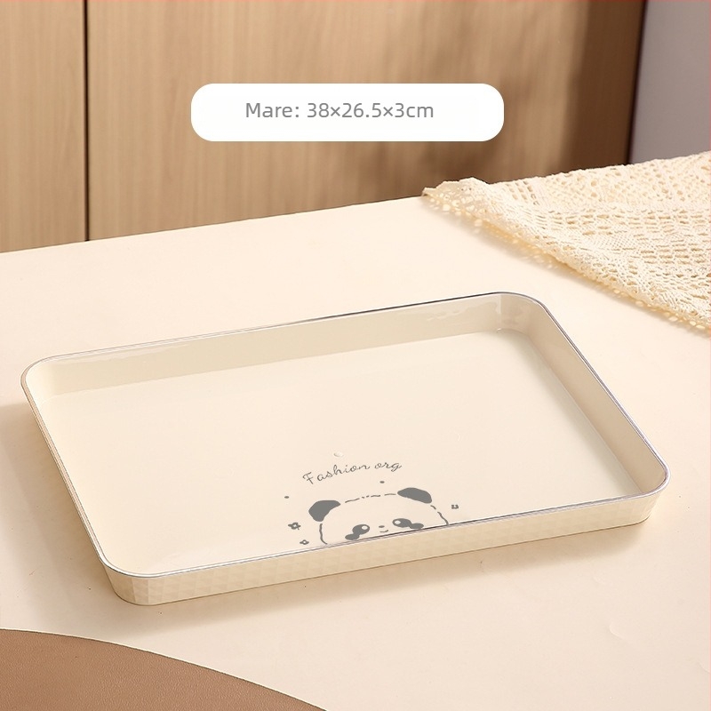 Tavă dreptunghiulară pentru ceai, din plastic, lucrată manual, îngroșată pentru catering, stil japonez, stil simplu; potrivită pentru ceai, cești, fructe și deserturi în cafenea