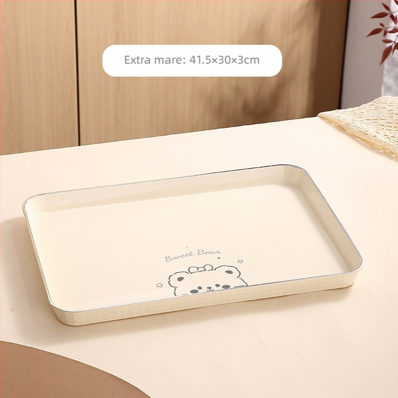 Tavă dreptunghiulară pentru ceai, din plastic, lucrată manual, îngroșată pentru catering, stil japonez, stil simplu; potrivită pentru ceai, cești, fructe și deserturi în cafenea