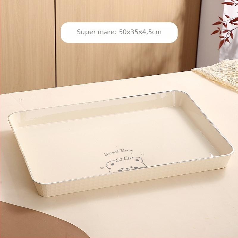 Tavă dreptunghiulară pentru ceai, din plastic, lucrată manual, îngroșată pentru catering, stil japonez, stil simplu; potrivită pentru ceai, cești, fructe și deserturi în cafenea