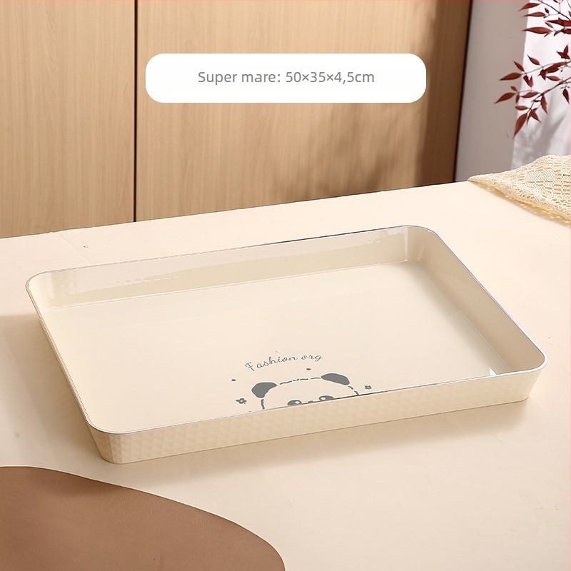 Tavă dreptunghiulară pentru ceai, din plastic, lucrată manual, îngroșată pentru catering, stil japonez, stil simplu; potrivită pentru ceai, cești, fructe și deserturi în cafenea