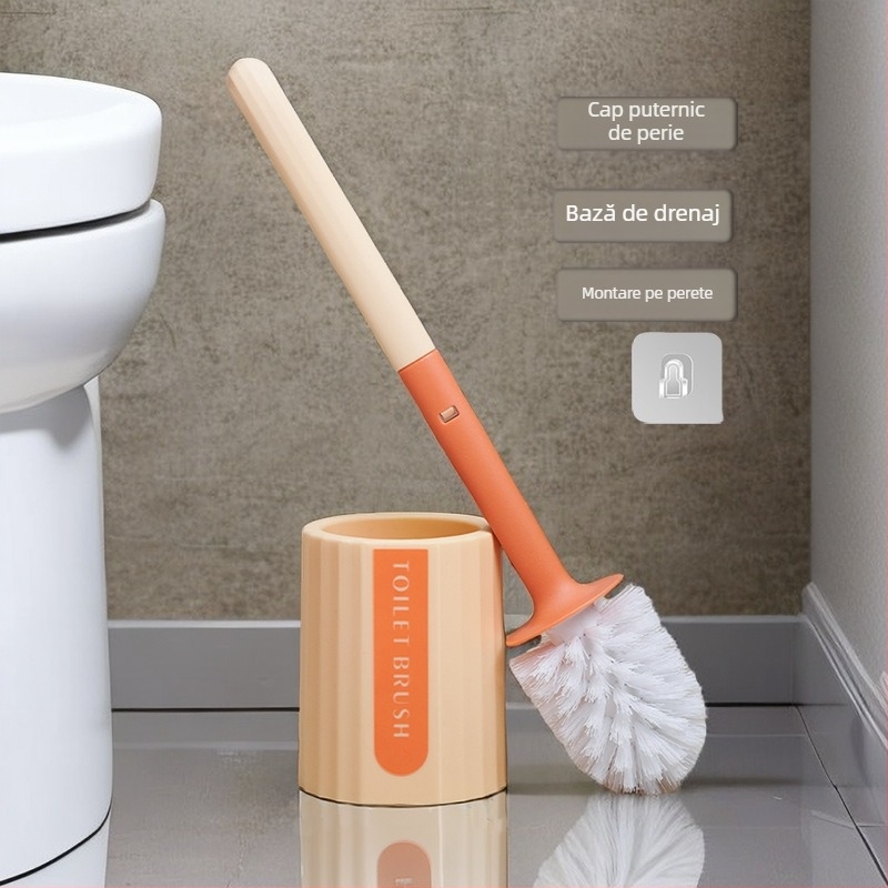 Set de perii pentru toaletă cu cap rotund și mâner lung, bază inclusă; Marcă Wood ding ding; Material Plastic; Origine Chongqing; Greutate 225 g