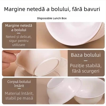 Vas de unică folosință din coajă de orez, plastic alimentar, îngroșat, rezistent la temperaturi înalte, 350 ml