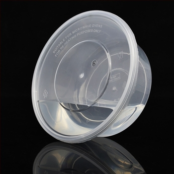 Bol rotund din plastic cu capac, transparent, pentru prânz la pachet