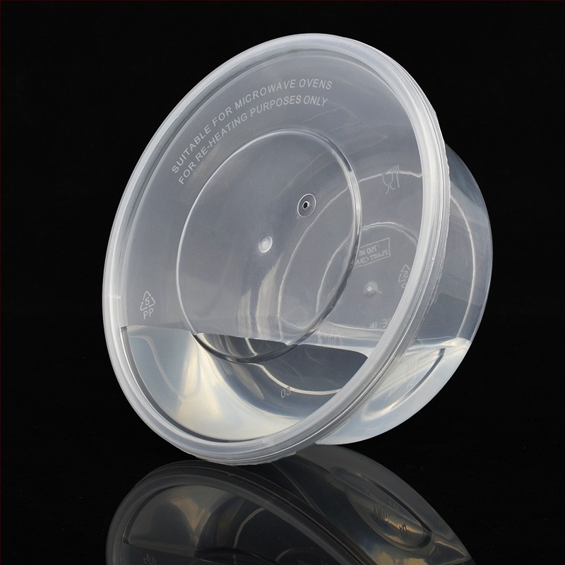 Bol rotund din plastic cu capac, transparent, pentru prânz la pachet