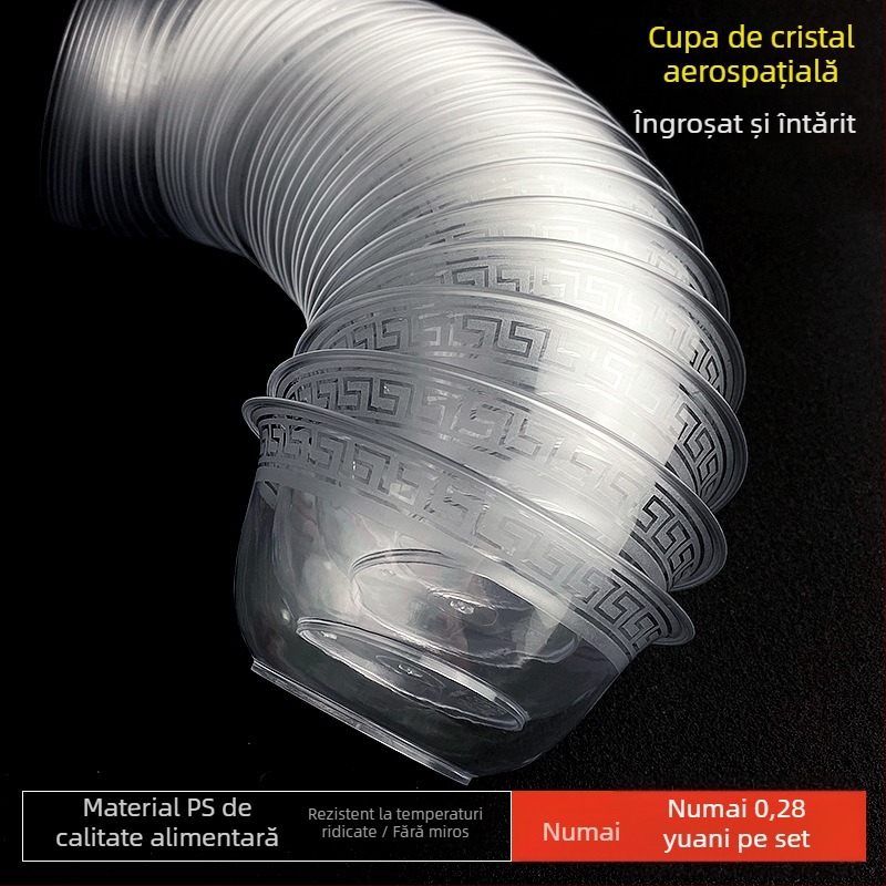 Bol de unică folosință Li shen, plastic îngroșat, aproximativ 300 ml, pachet 20 bucăți