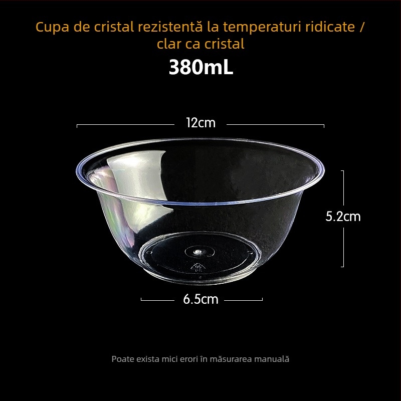 Bol de unică folosință Li shen, plastic îngroșat, aproximativ 300 ml, pachet 20 bucăți