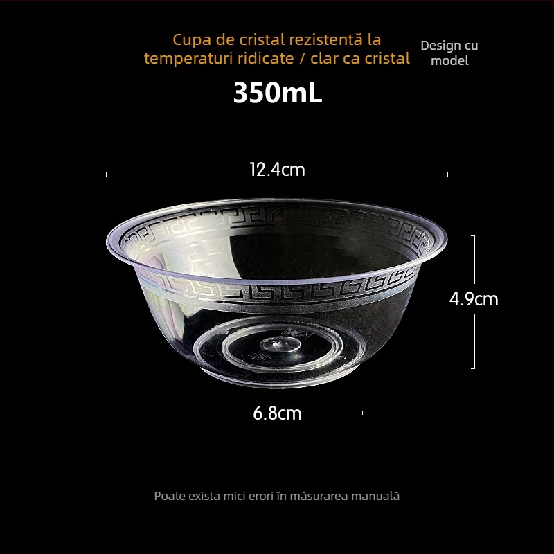 Bol de unică folosință Li shen, plastic îngroșat, aproximativ 300 ml, pachet 20 bucăți