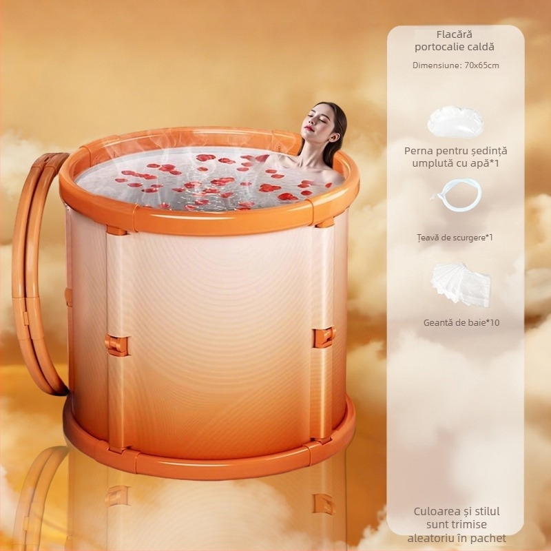 Cadă de baie pliabilă pentru adulți și copii - funcție masaj, menținerea temperaturii, PVC ecologic