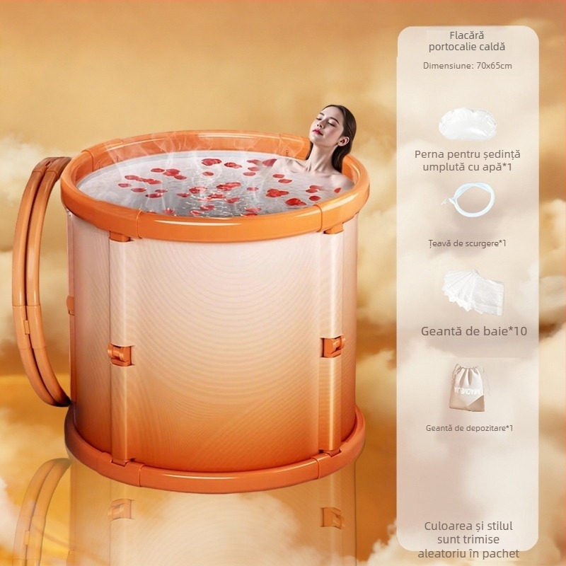 Cadă de baie pliabilă pentru adulți și copii - funcție masaj, menținerea temperaturii, PVC ecologic