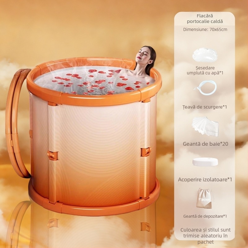 Cadă de baie pliabilă pentru adulți și copii - funcție masaj, menținerea temperaturii, PVC ecologic