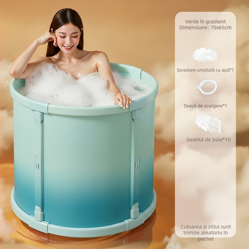 Cadă de baie pliabilă pentru adulți și copii - funcție masaj, menținerea temperaturii, PVC ecologic