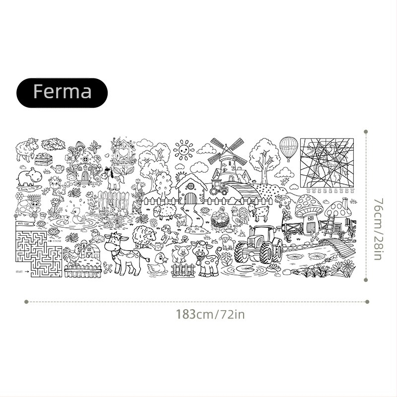 Față de masă de unică folosință pentru copii – DIY desen animat, masă de hârtie, stil poster pentru activități, potrivită pentru zile de naștere, Crăciun și Halloween