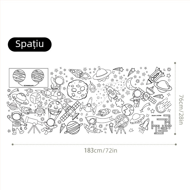 Față de masă de unică folosință pentru copii – DIY desen animat, masă de hârtie, stil poster pentru activități, potrivită pentru zile de naștere, Crăciun și Halloween