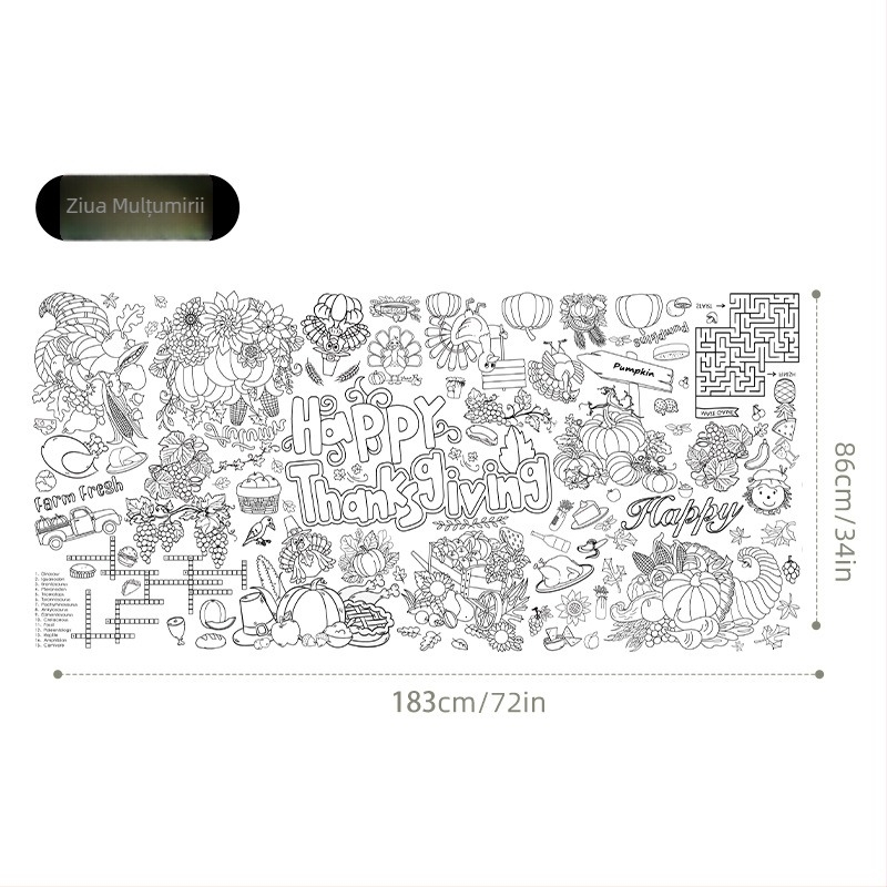 Față de masă de unică folosință pentru copii – DIY desen animat, masă de hârtie, stil poster pentru activități, potrivită pentru zile de naștere, Crăciun și Halloween