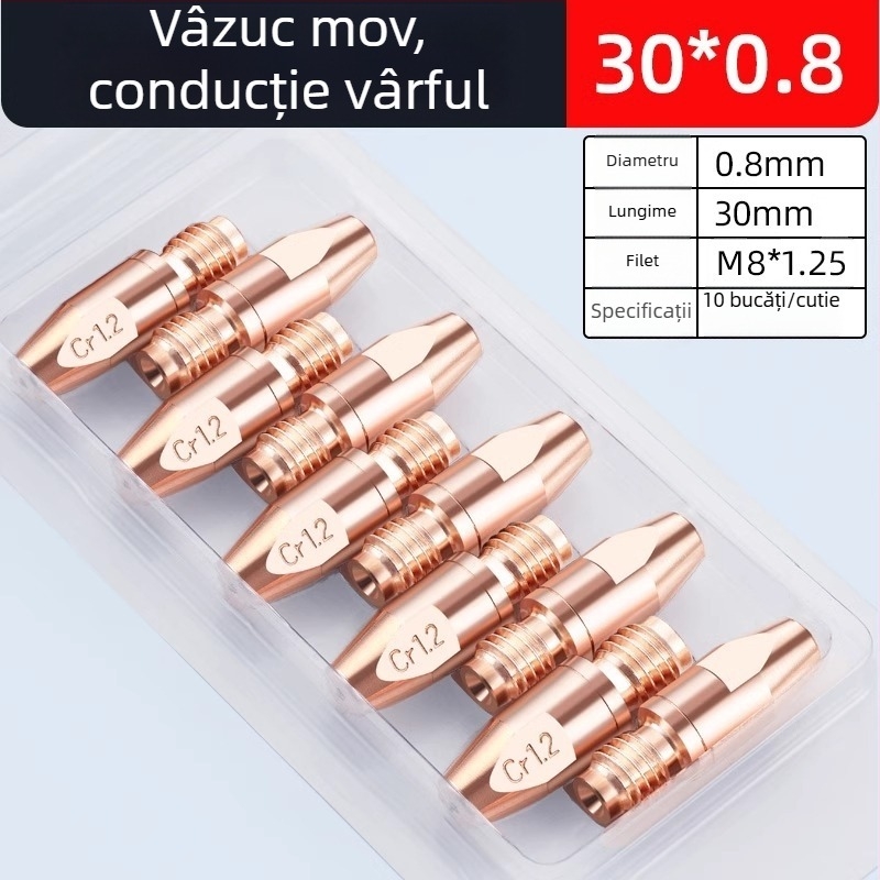 Duza conductivă 36KD din aliaj cupru crom-zirconiu, stil european pentru sudură cu gaz, accesoriu pentru pistol de sudură, duză pentru fir de aluminiu