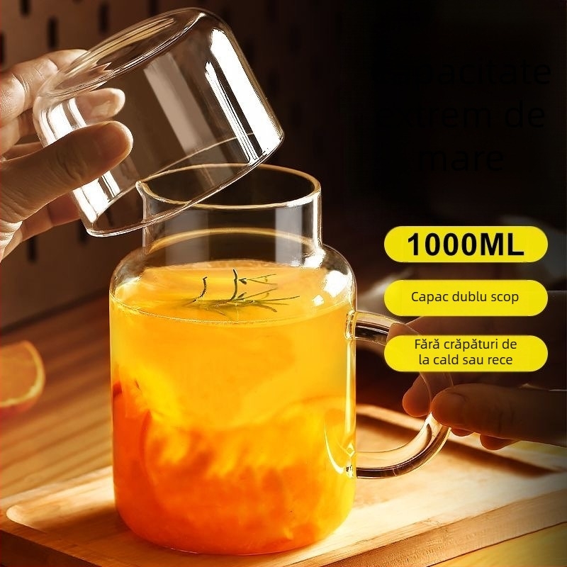 Set de pahare din sticlă pentru apă rece pentru o persoană — sticlă borosilicată, rezistentă la spargere, rezistentă la temperaturi mari, capacitate mare