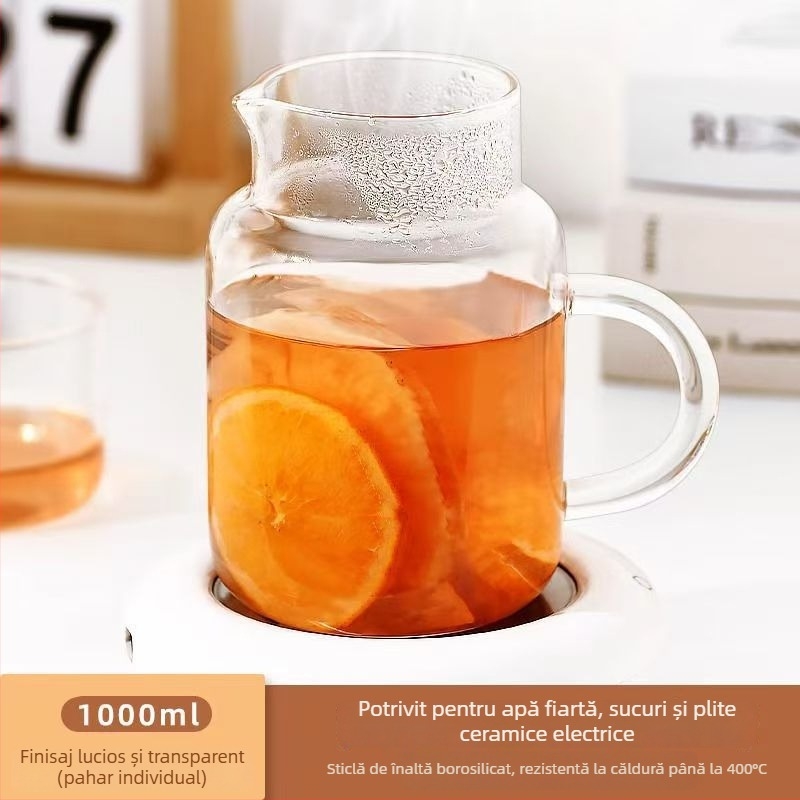 Set de pahare din sticlă pentru apă rece pentru o persoană — sticlă borosilicată, rezistentă la spargere, rezistentă la temperaturi mari, capacitate mare