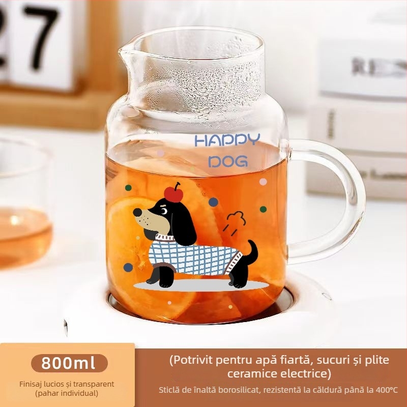 Set de pahare din sticlă pentru apă rece pentru o persoană — sticlă borosilicată, rezistentă la spargere, rezistentă la temperaturi mari, capacitate mare