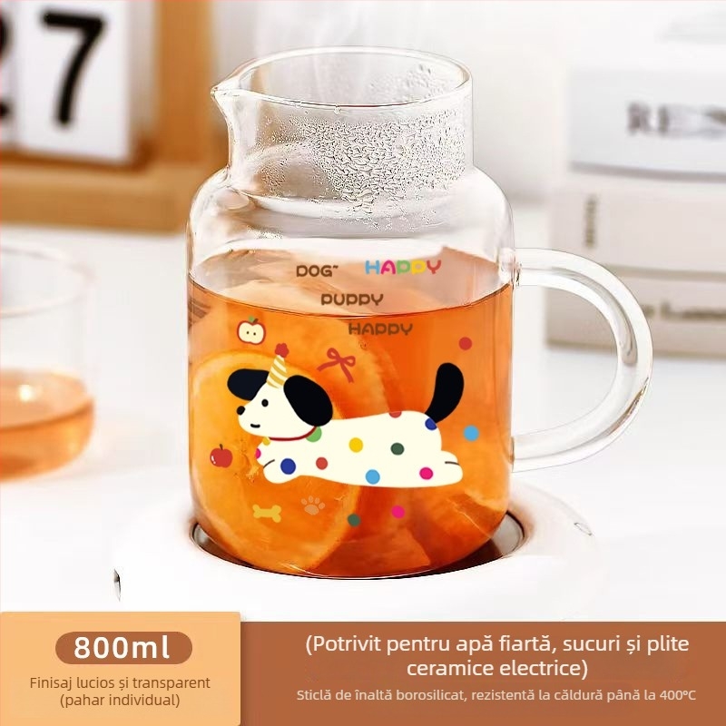 Set de pahare din sticlă pentru apă rece pentru o persoană — sticlă borosilicată, rezistentă la spargere, rezistentă la temperaturi mari, capacitate mare