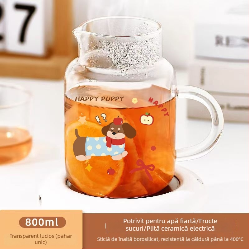 Set de pahare din sticlă pentru apă rece pentru o persoană — sticlă borosilicată, rezistentă la spargere, rezistentă la temperaturi mari, capacitate mare