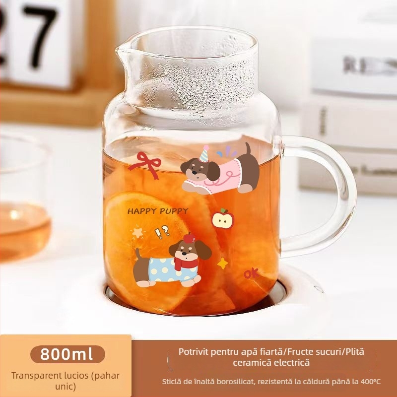 Set de pahare din sticlă pentru apă rece pentru o persoană — sticlă borosilicată, rezistentă la spargere, rezistentă la temperaturi mari, capacitate mare