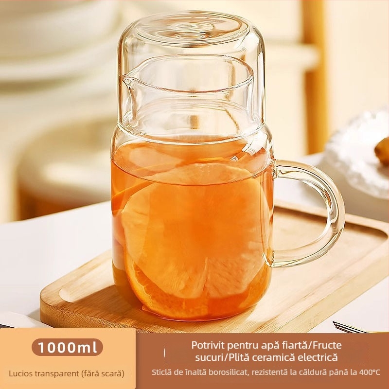 Set de pahare din sticlă pentru apă rece pentru o persoană — sticlă borosilicată, rezistentă la spargere, rezistentă la temperaturi mari, capacitate mare