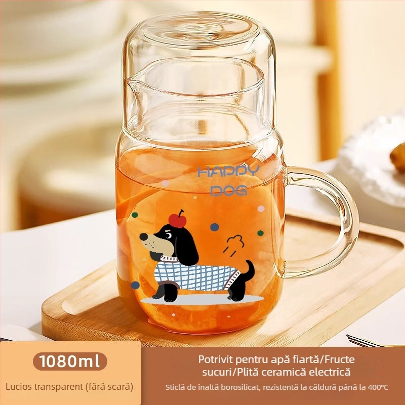 Set de pahare din sticlă pentru apă rece pentru o persoană — sticlă borosilicată, rezistentă la spargere, rezistentă la temperaturi mari, capacitate mare